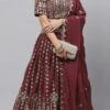 Brown Georgette Embroidered A Line Lehenga Party Wear