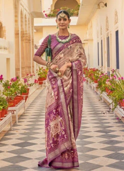 Chiku Beige Color Printed Chiffon Silk Saree Festive Wear -Deals Chic Lehenga Store chiku beige color printed chiffon silk saree sasli1972658 u