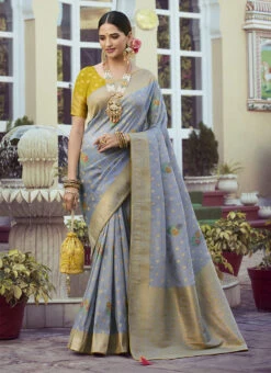 Classic Weaving Meenakari Designer Blue Color Art Silk Saree Festive Wear -Deals Chic Lehenga Store classic weaving meenakari designer blue color art silk saree sasacw1726 u