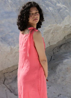 Coral Pink Embroidery Silk Dress Party Wear -Deals Chic Lehenga Store coral pink embroidery silk dress drsbadjadrc03 b