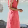 Coral Pink Embroidery Silk Dress Party Wear