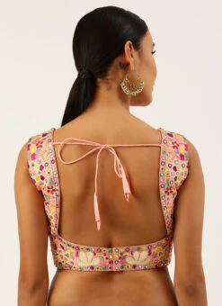 Coral Pink Silk Embroidered Work Blouse Party Wear 7 Coral Pink Silk Embroidered Work Blouse Party Wear -Deals Chic Lehenga Store coral pink silk embroidered work blouse blspfb134c b
