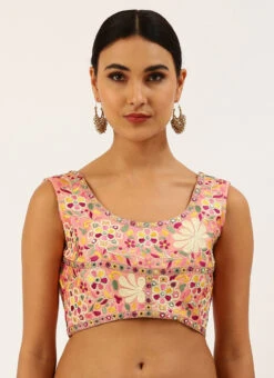 Coral Pink Silk Embroidered Work Blouse Party Wear 6 Coral Pink Silk Embroidered Work Blouse Party Wear -Deals Chic Lehenga Store coral pink silk embroidered work blouse blspfb134c u