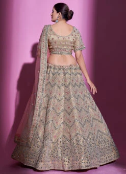 Cream Beige Art Silk Thread N Sequins Umbrella Lehenga Wedding Wear -Deals Chic Lehenga Store cream beige art silk thread n sequins umbrella lehenga ghska442834007 b