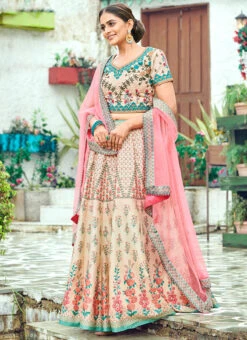 Cream Printed A Line Lehenga Party Wear -Deals Chic Lehenga Store cream printed a line lehenga ghsjssb1206 u