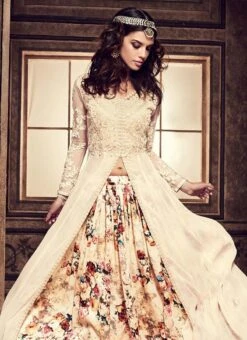 Cream Umbrella Long Choli Lehenga Party Wear -Deals Chic Lehenga Store cream umbrella long choli lehenga ghscc22001 b