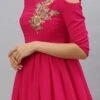 Pink Embroidred Boat Neck Gown Party Wear