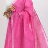 Dark Pink Linen Cotton Dupatta Work Wear