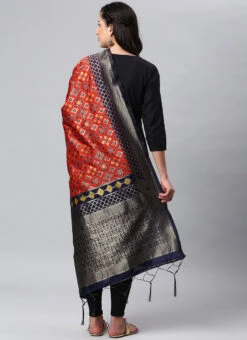 Dark Red Benarasi Silk Jacquard Woven Dupatta Festive Wear -Deals Chic Lehenga Store dark red benarasi silk jacquard woven dupatta dpsli1405113r b