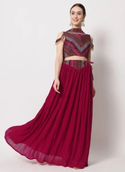 Deep Pink Georgette Crushed Lehenga Choli Party Wear -Deals Chic Lehenga Store deep pink georgette crushed lehenga choli ghsom7071 u