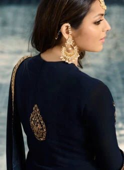 Drashti Dhami Navy Blue Long Choli Lehenga Party Wear -Deals Chic Lehenga Store drashti dhami navy blue long choli lehenga ghscc3801 b