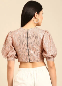 Dusty Peach Embroidered Georgette Blouse Festive Wear -Deals Chic Lehenga Store dusty peach embroidered georgette blouse BLBS02305192 b