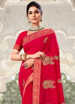Embroidery Georgette Red Color Saree Party Wear 7 Embroidery Georgette Red Color Saree Party Wear -Deals Chic Lehenga Store embroidery georgette red color saree sasacw3441 b