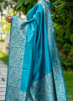 Firozi Art Silk Handloom Saree Festive Wear