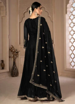 Full Sleeve Black Embroidery Georgette Anarkali Suit Party Wear -Deals Chic Lehenga Store full sleeve black embroidery georgette anarkali suit slsdibl7 b