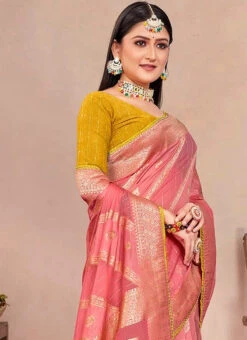 Gajiri Pink Art Silk Zari Saree After Six Wear 7 Gajiri Pink Art Silk Zari Saree After Six Wear -Deals Chic Lehenga Store gajiri pink art silk zari saree samknsr106e b