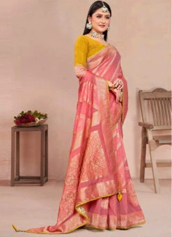 Gajiri Pink Art Silk Zari Saree After Six Wear 6 Gajiri Pink Art Silk Zari Saree After Six Wear -Deals Chic Lehenga Store gajiri pink art silk zari saree samknsr106e u