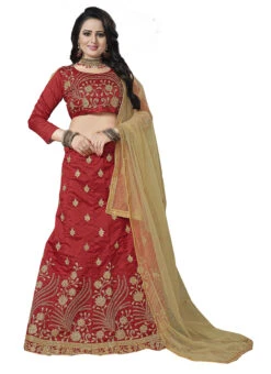 Garnet Maroon Zoya Silk Embroidered A Line Lehenga Party Wear -Deals Chic Lehenga Store garnet maroon zoya silk embroidered a line lehenga ghssit514 u
