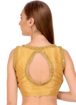 Gold Art Dupion Silk Beads Blouse Festive Wear -Deals Chic Lehenga Store gold art dupion silk beads blouse bldiw10 b