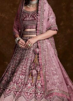 Gold Art Silk Embroidered Stones Umbrella Lehenga Wedding Wear