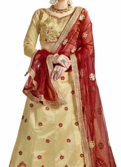 Gold Bangalori Silk Embroidered A Line Lehenga Party Wear