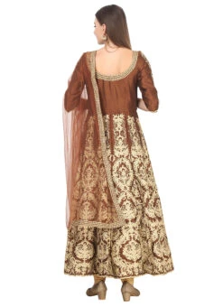 Gold N Brown Raw Silk Embroidery Anarkali Suit Party Wear 7 Gold N Brown Raw Silk Embroidery Anarkali Suit Party Wear -Deals Chic Lehenga Store gold n brown raw silk embroidery anarkali suit slkifh9900552 b