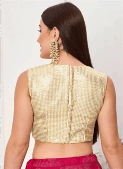 Gold Sequin Embroidery Blouse Festive Wear