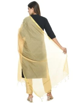 Golden Chanderi Cotton Dupatta Festive Wear -Deals Chic Lehenga Store golden chanderi cotton dupatta dpdmfmfd044 b