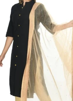 Golden Organza Cotton Stones Work Dupatta Festive Wear