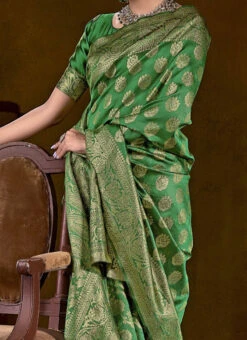 Green Art Kanjivaram Silk Zari Work Saree Festive Wear