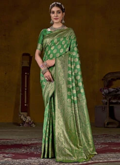 Green Art Kanjivaram Silk Zari Work Saree Festive Wear -Deals Chic Lehenga Store green art kanjivaram silk zari work saree sadsf7042 u