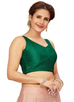 Green Art Silk Blouse After Six Wear -Deals Chic Lehenga Store green art silk blouse blmff1819 u