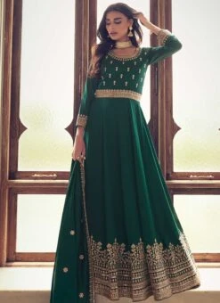 Green Art Silk Cord Work Dresses And Gown Party Wear -Deals Chic Lehenga Store green art silk cord work anarkali suit bgwrska46239644 u
