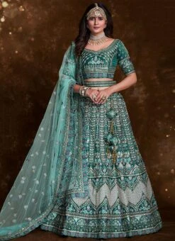 Green Art Silk Embroidered Stones Umbrella Lehenga Wedding Wear -Deals Chic Lehenga Store green art silk embroidered stones umbrella lehenga ghska467275007 u