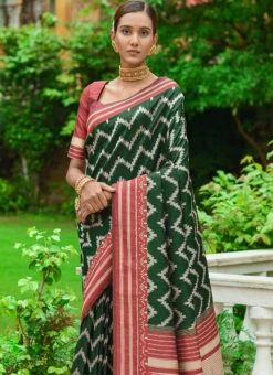 Green Art Silk Handloom And Zari Saree Festive Wear -Deals Chic Lehenga Store green art silk handloom and zari saree sasvw643 b