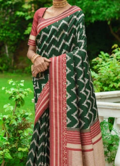 Green Art Silk Handloom And Zari Saree Festive Wear