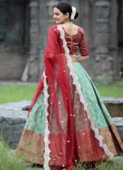 Green Art Silk Jacquard Umbrella Lehenga Festive Wear 7 Green Art Silk Jacquard Umbrella Lehenga Festive Wear -Deals Chic Lehenga Store green art silk jacquard umbrella lehenga ghsacw8202 b