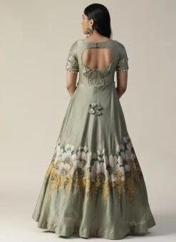 Green Art Silk Sequins Dresses And Gown Party Wear -Deals Chic Lehenga Store green art silk sequins dresses and gown bgwrdsas87 b