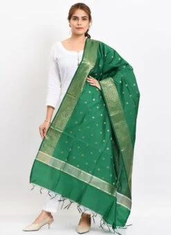 Green Banarasi Silk Weaving Work Dupatta Work Wear -Deals Chic Lehenga Store green banarasi silk weaving work dupatta dpdmimfd184 u
