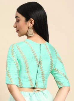 Green Embroidered Chiffon Blouse Festive Wear -Deals Chic Lehenga Store green embroidered chiffon blouse BLBS02303762 b