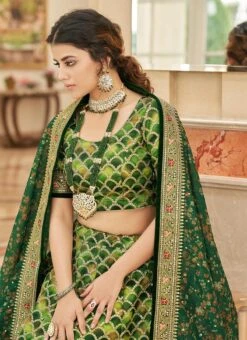 Green Embroidery Sequins Printed Work Velvet Umbrella Lehenga Wedding Wear -Deals Chic Lehenga Store green embroidery sequins printed work velvet umbrella lehenga ghska46367428 b