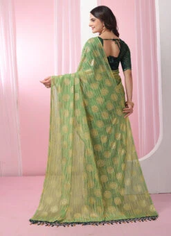 Green Faux Georgette Sequins Saree Festive Wear -Deals Chic Lehenga Store green faux georgette sequins saree sasacw9174 b