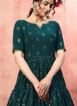 Green Georgette Anarkali Gown Party Wear