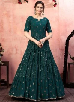Green Georgette Anarkali Gown Party Wear -Deals Chic Lehenga Store green georgette anarkali gown bgwsom4524 u