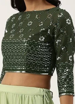 Green Georgette Embroidered Blouse Wedding Wear