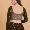 Green Georgette Embroidered Blouse Festive Wear