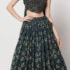 Green Georgette Printed Umbrella Lehenga Choli Party Wear