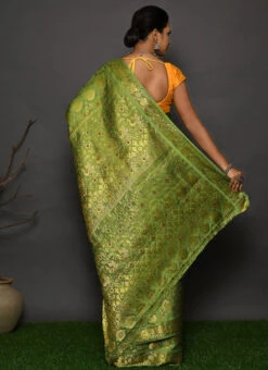 Green Kanjeevaram Silk Weaving Work Saree Festive Wear -Deals Chic Lehenga Store green kanjeevaram silk weaving work saree sadsf4669 b
