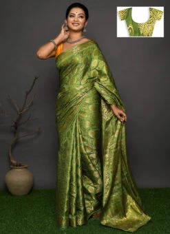 Green Kanjeevaram Silk Weaving Work Saree Festive Wear -Deals Chic Lehenga Store green kanjeevaram silk weaving work saree sadsf4669 u
