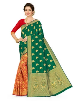 Green N Red Banarasi Silk Zari Work Saree Festive Wear 6 Green N Red Banarasi Silk Zari Work Saree Festive Wear -Deals Chic Lehenga Store green n red banarasi silk zari work saree sasstsktjl28540b u